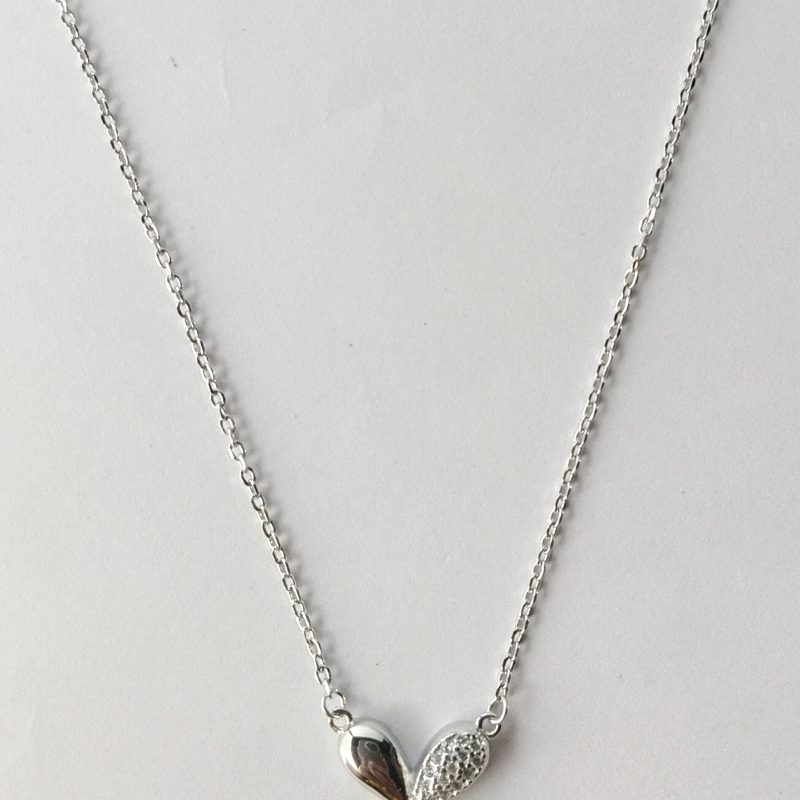 Silver Eclipse Heart Pendant with Chain